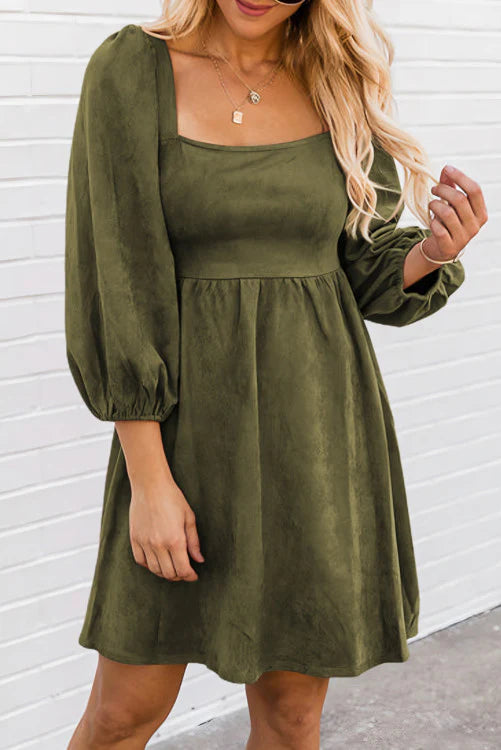 🌲Suede Puff Sleeve Dress🌲